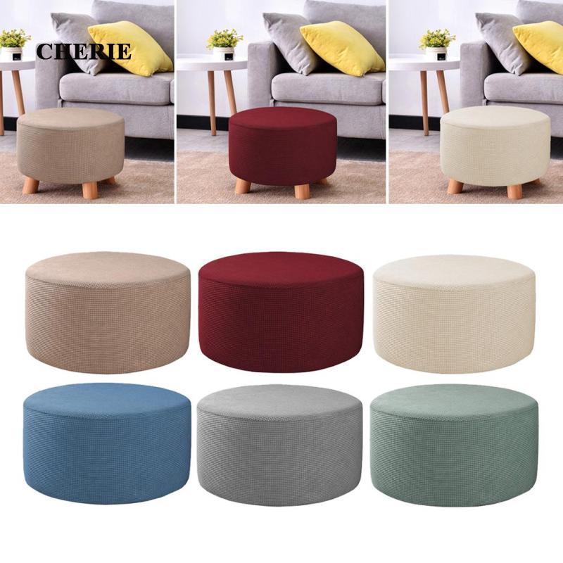 [Chery] Stretch Ottoman Slipcovers Round Ottoman Covers สตูลวางเท้าแบบถอดได้ครอบคลุมจัดเก็บ Ottoman 