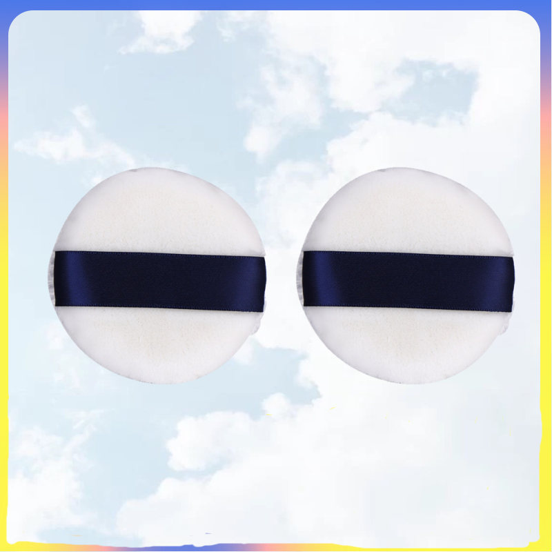 💄 2pcs พัฟแต่งหน้ากลม เนื้อนุ่มนวล เหมาะสำหรับรองพื้นและคอนซีลเลอร์ สำหรับใช้ที่บ้าน ร้านเสริมสวย แล