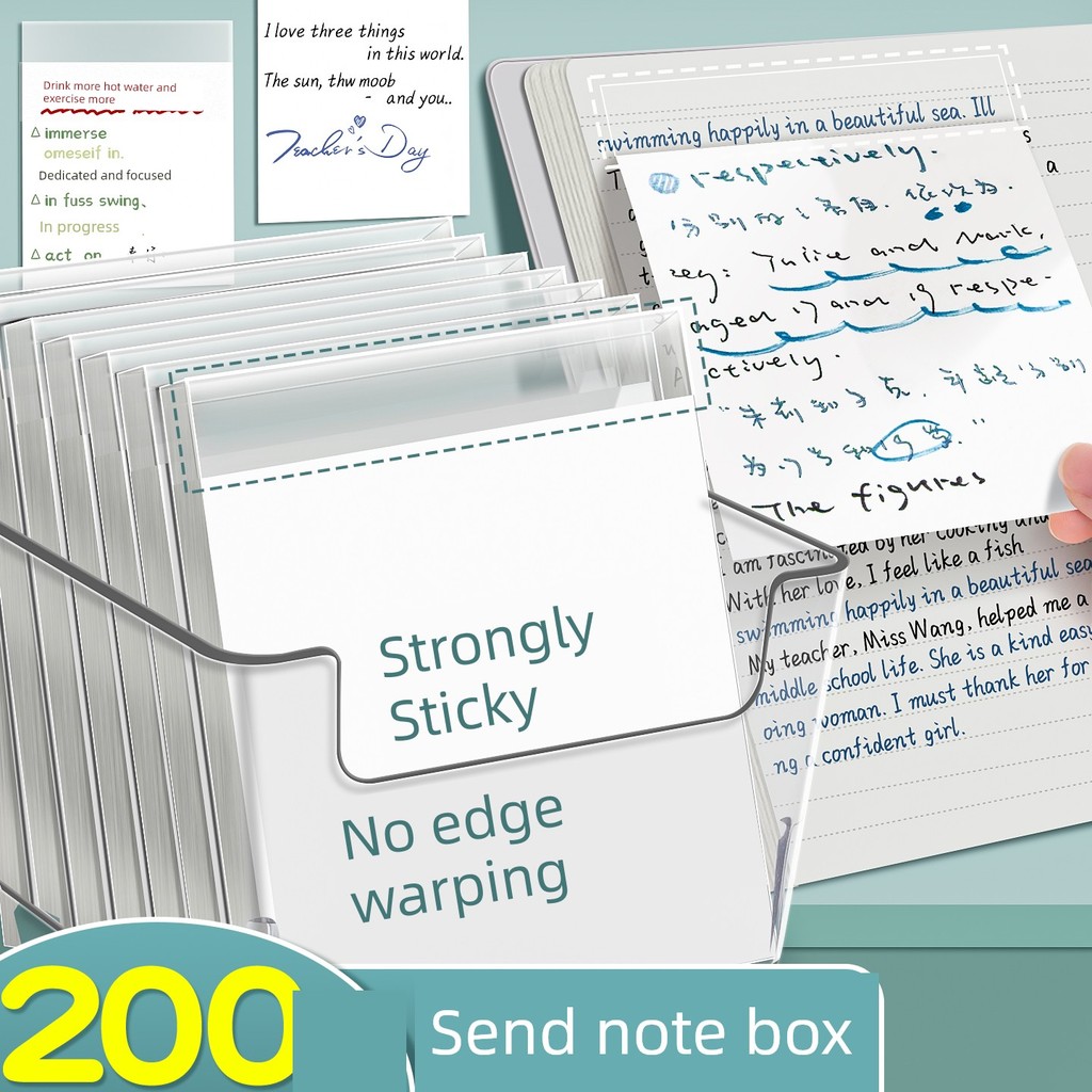 postit postit น่ารัก กระดาษโน้ตขยายสติกเกอร์โน้ตพิเศษสำหรับนักเรียนมัธยมต้นแบบใสพับเก็บได้สำหรับนักเ