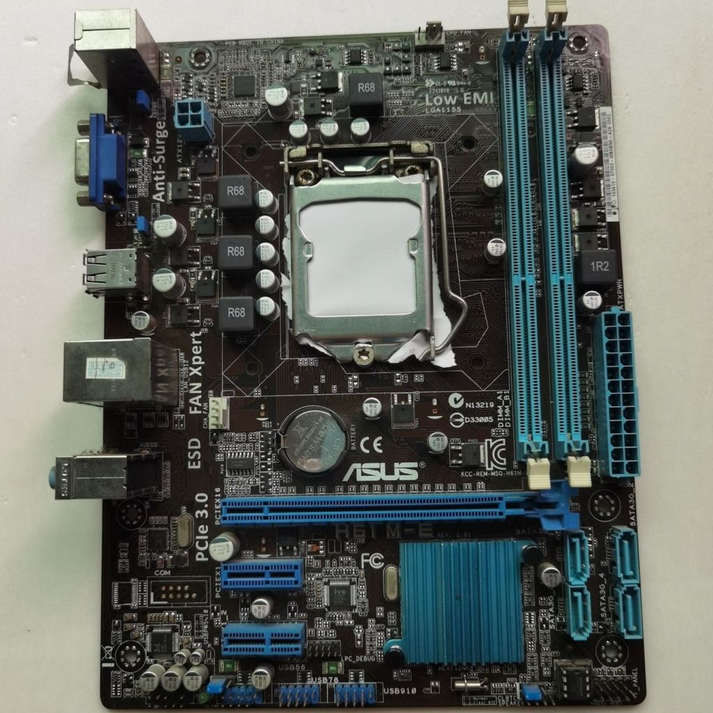 เมนบอร์ด ASUS H61M-E Socket 1155 รองรับ CPU รุ่น3 พร้อมแผ่นหลัง 22nm