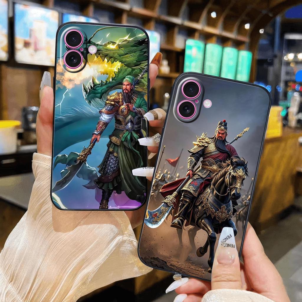 Guan Yu สามก๊กกรณีพลาสติกสําหรับ iphone 16 PRO MAX 15 14 13 12 11 x xs xr 8 7 6 PRO MAX plus mini 6