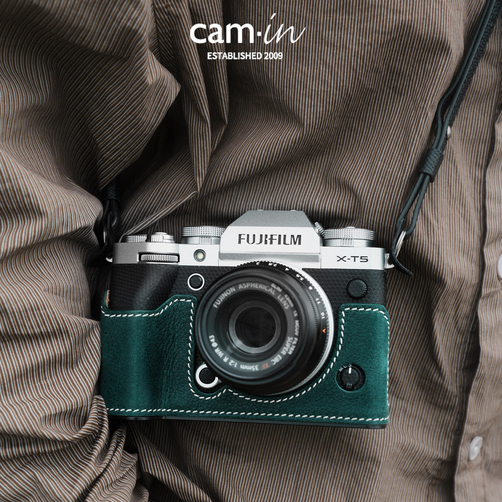 Ready Stock Fast Shipping cam · in fuji XT5 Protective Case Italian Retro Cowhide Half Case fuji xt5