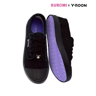 🌟ลูกค้าใหม่ 84 บาท💯Y-ROON รองเท้าผ้าใบนักเรียนชาย รุ่นY999 สีดำ ลายคุโรมิ Kuromi พื้นม่วง💜ลิขสิทธิ์แท้
