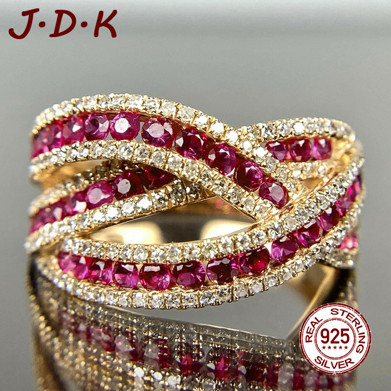 JDK 18K Gold 5A แหวนเพทายสําหรับผู้หญิง