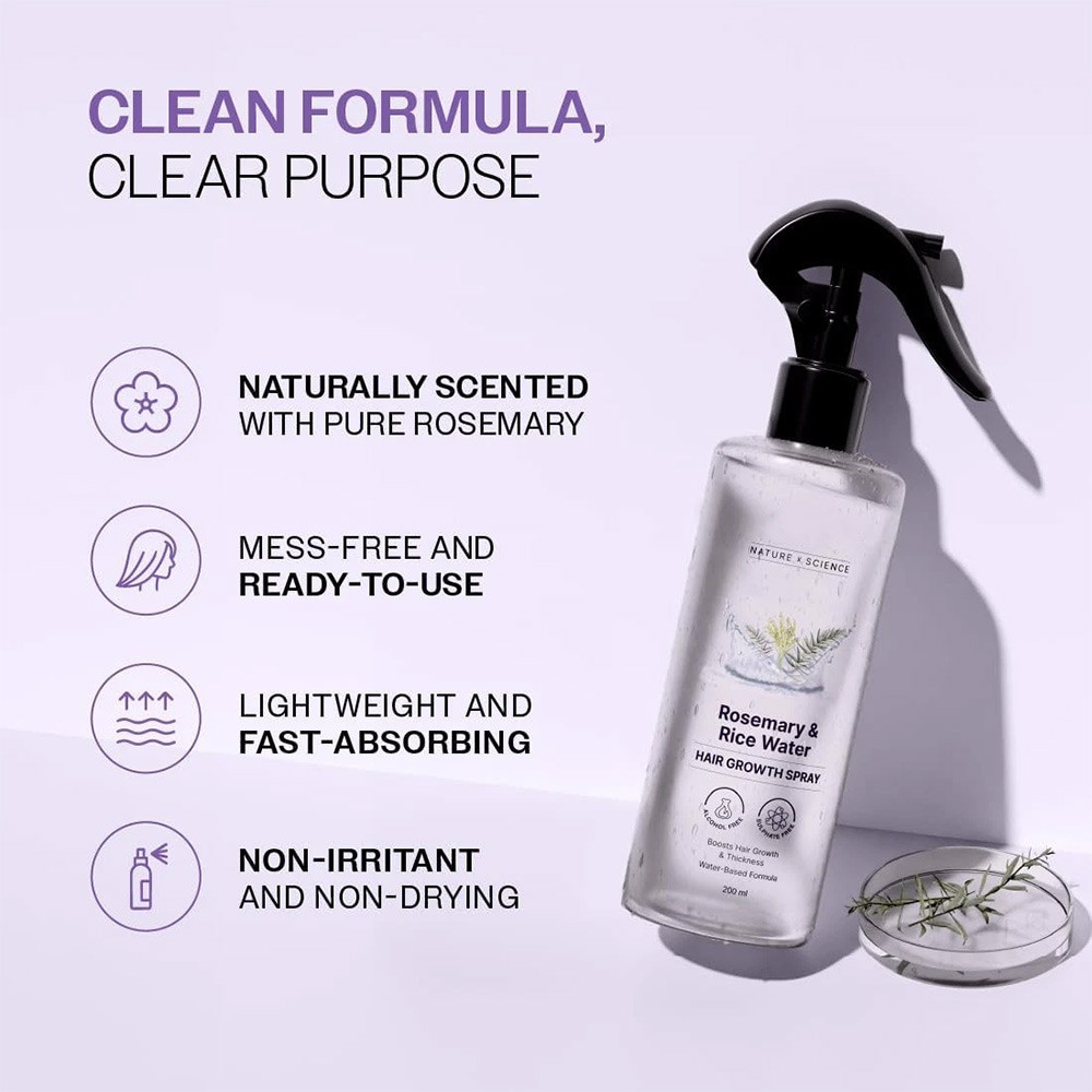 Nature x Science Rosemary Water with Rice Water Soft & Smooth Hair Non-Greasy & Fast Absorbing 200 m