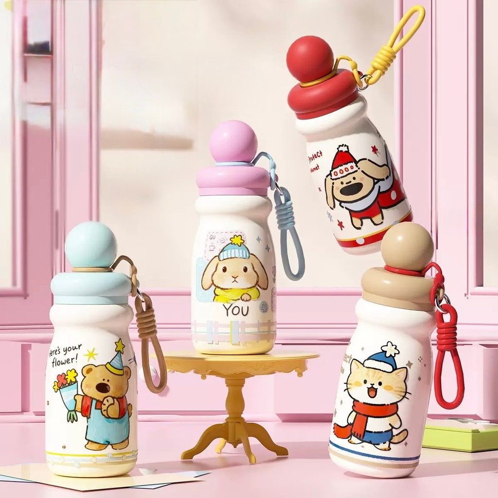 แก้วน้ําตัวละครสัตว์ Stainless Steel SUS 316 500ML รุ่นดูดสี