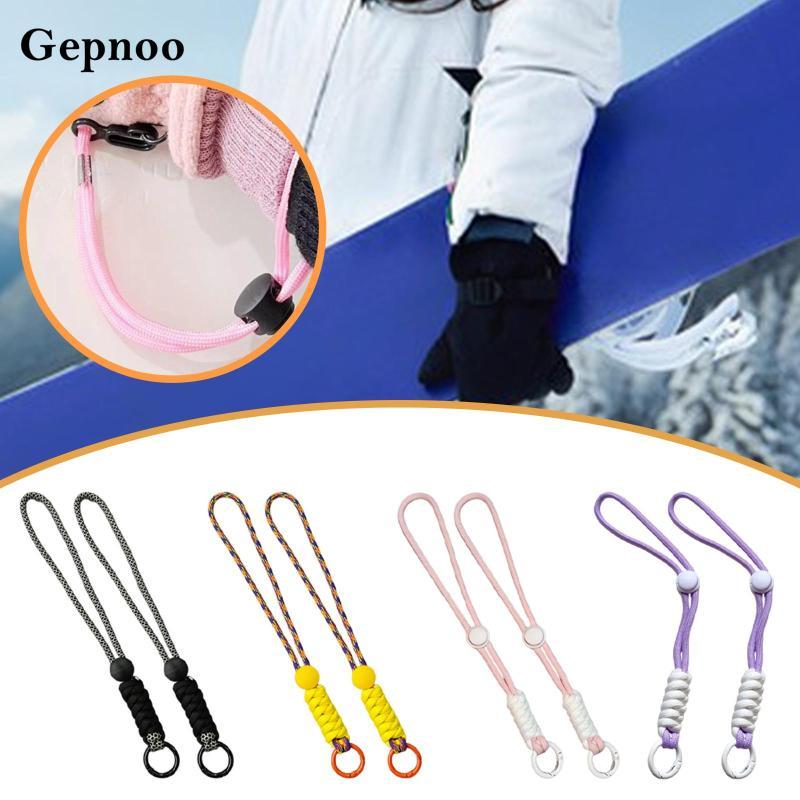 Gepnoo 2 สายรัดข้อมือสำหรับถุงมือสกีและสโนว์บอร์ด สายยางยืด ป้องกันการสูญหาย และปรับขนาดได้