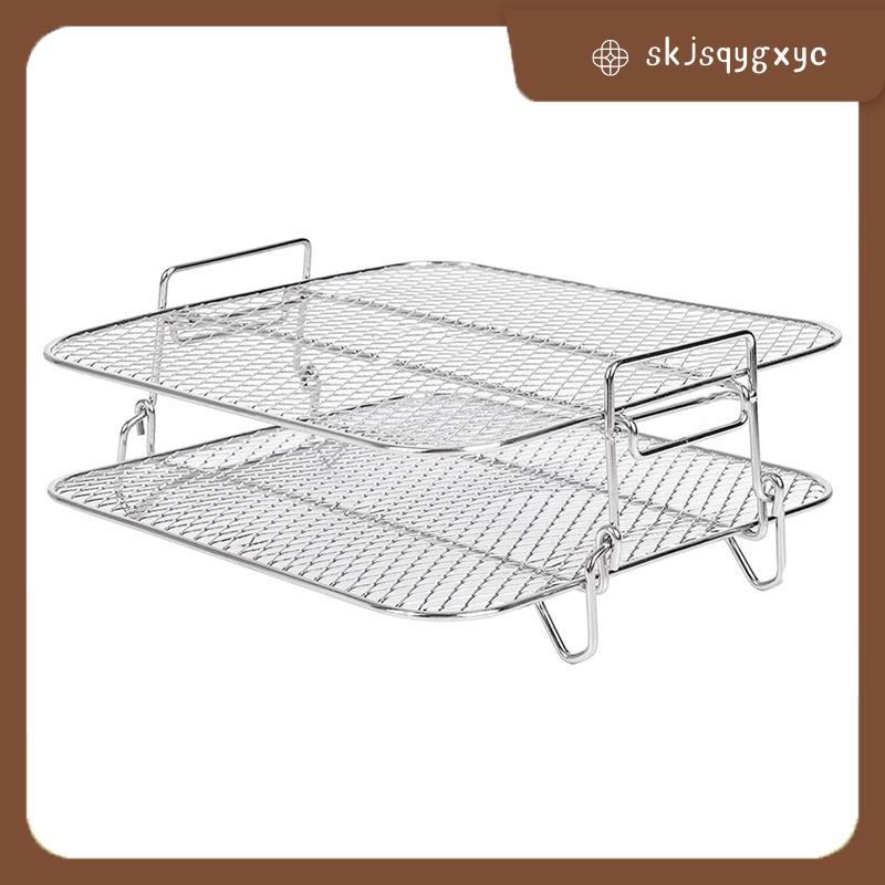 skjsqygxycAir Fryer Rack สําหรับ 5.5L Air Fryer, 2 ชั้น Air Fryer Grill/ชั้นวาง/Dehydrator Rack Squa