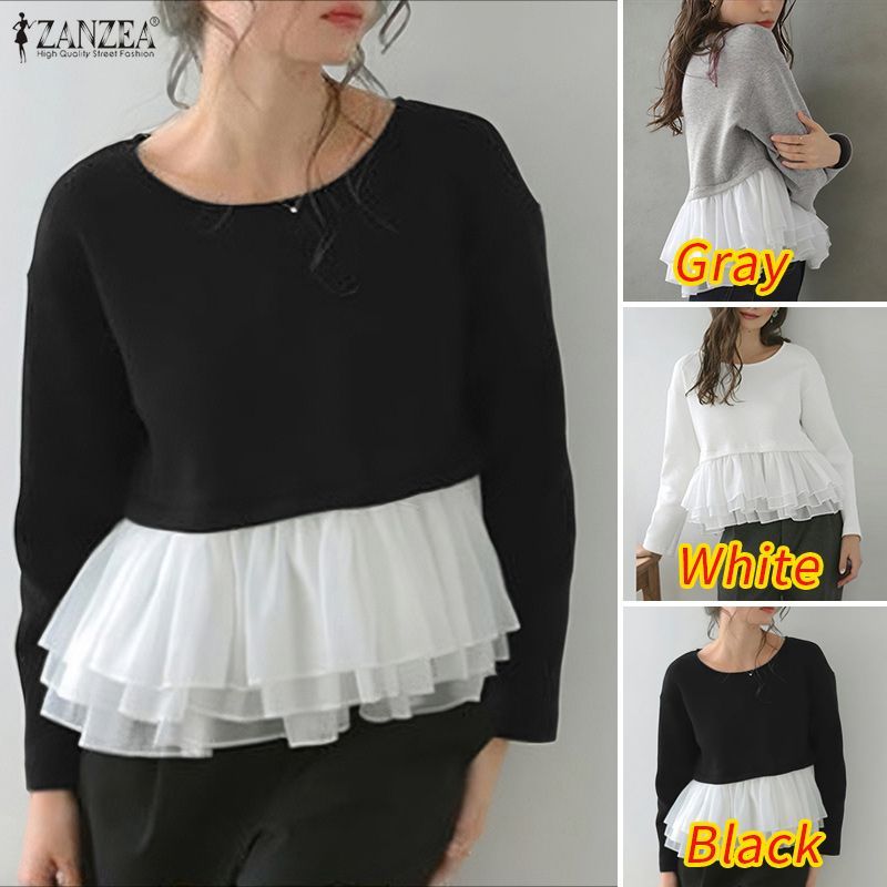 ZANZEA เสื้อคอกลมแขนยาว สไตล์เกาหลีอ่อนโยนและหวาน — صورة 3