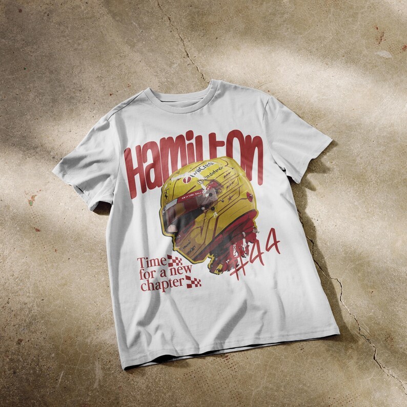 เสื้อยืดธีม Ferrari Lewis Hamilton 44 F1 ทำจากฝ้ายบริสุทธิ์ 100% สินค้าพร้อมส่ง