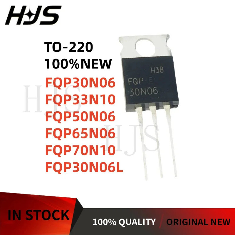 5PCS FQP30N06 FQP33N10 FQP50N06 TO-220 FQP65N06 FQP70N10 FQP30N06L Field Effect ทรานซิสเตอร์