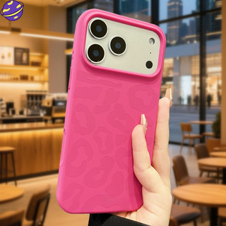Dragonfrui Leopard Print AI Button Liquid Silicone Phone Case Suitable for IPhone 17ProMax 16ProMax 17Pro 16Pro 15 14 13 Pro Max 14Plus 15Plus 16Plus Protective Cover Official Orange Soft Edge Plush Casing