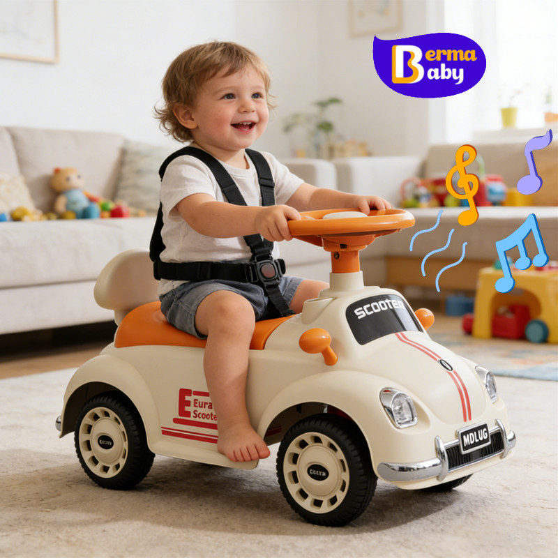 Berma Baby สกู๊ตเตอร์สี่ล้อสำหรับเด็ก มีแสงและดนตรี กลมและราบรื่น เหมาะสำหรับเด็กที่มี1-6 ปี