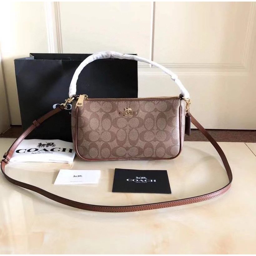 F58321 กระเป๋าไพ่นกกระจอก, กระเป๋าถือไหล่ Crossbody Small Square Bag Classic C-Shaped PVC with Cowhi