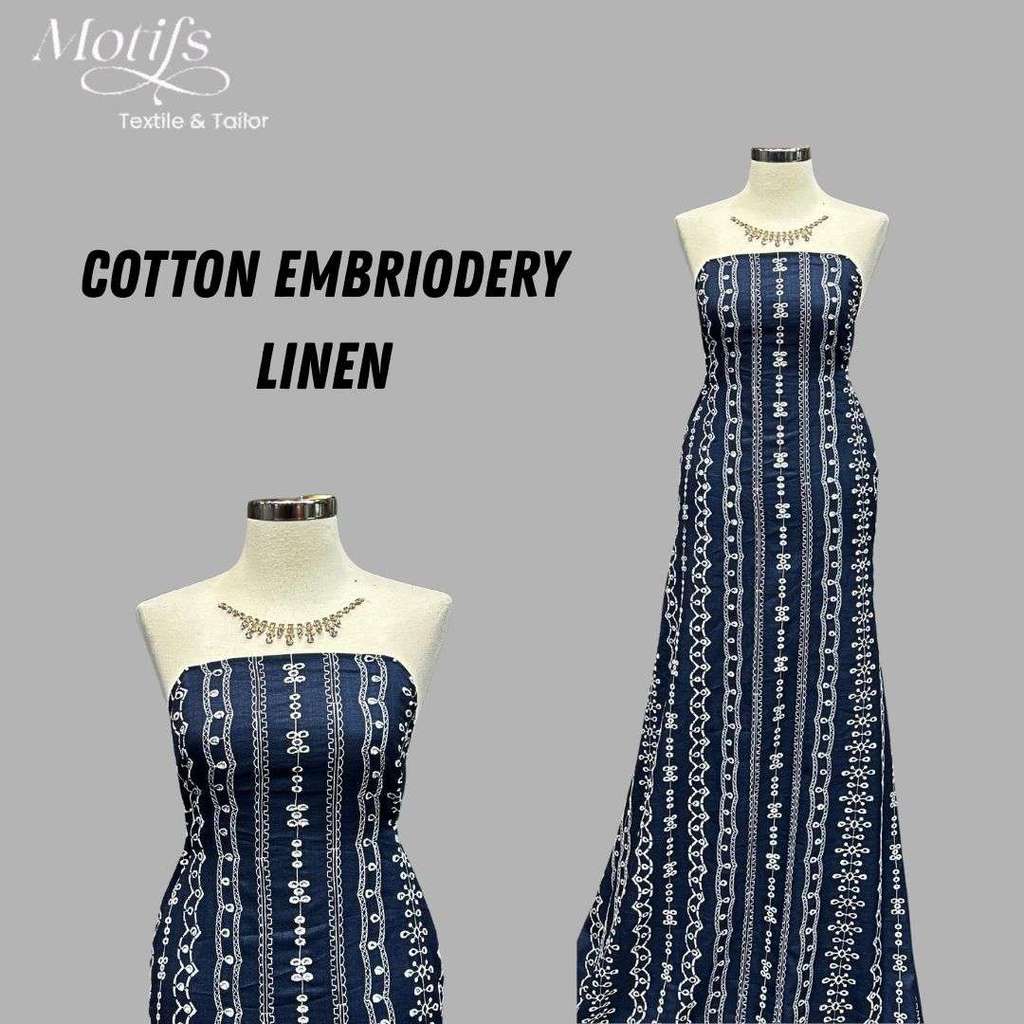 (EC) COTTON EMB POPPYS HOLE CUT EMB (LINEN) D2