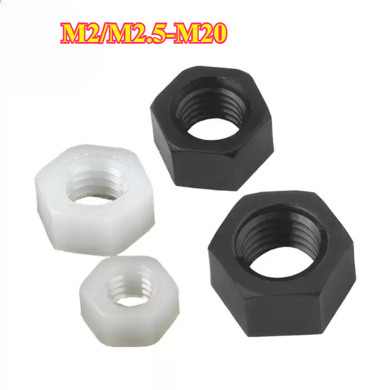Nylon Hex Nut Nut Black/White/Transparent Nylon Hex Nut M2/M2.5-M20 [Mg-Mi]