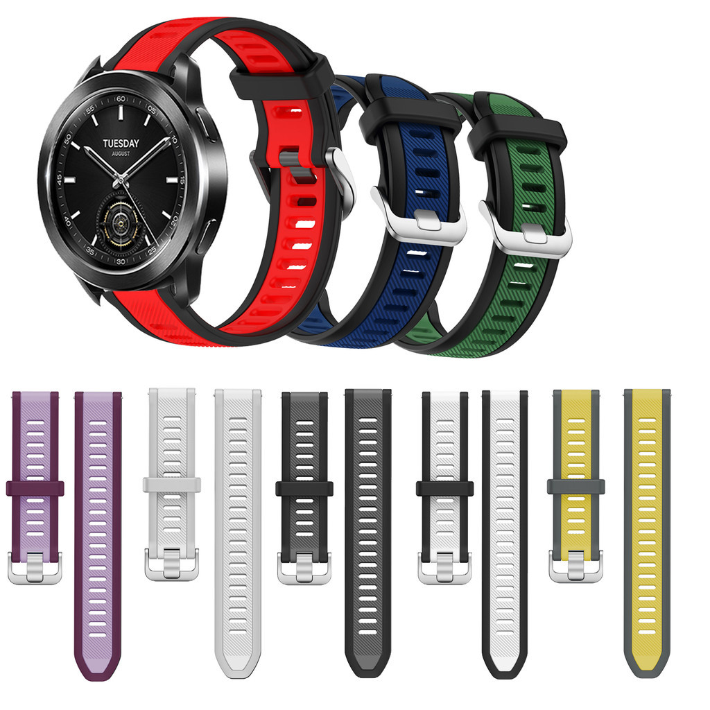 22MM สายนาฬิกาซิลิโคนสําหรับ XIAOMI นาฬิกา S4 S3 S2 S1 pro S1 Active นาฬิกาสี 2 Realme นาฬิกา 5 3 2 