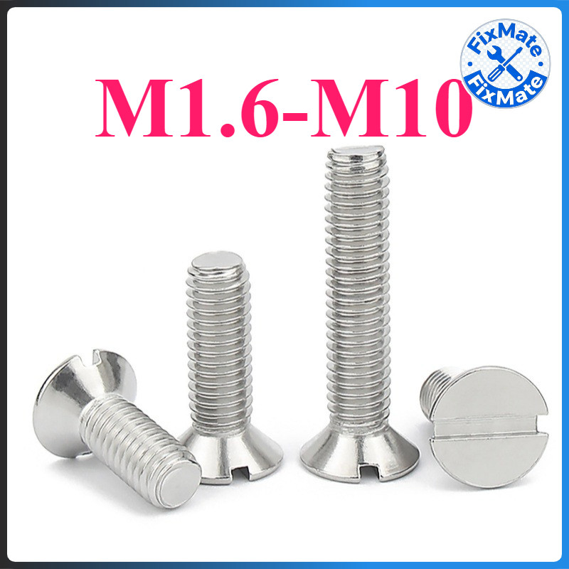 GB68 304 สแตนเลส one-word slot consunk หัวสกรู slotted แบนหัวสกรู M1.6M2M2.5M3M4M5M6M8M10MIKI