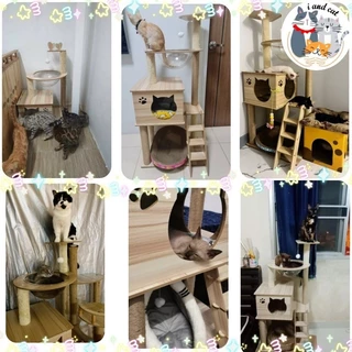 I&CAT คอนโดแมวไม้ หลุมอวกาศใส 3ชั้น เสาเชือกปอ ที่ลับเล็บ กล่องนอนแมว ลูกบอลของเล่น โครงปีนแมว