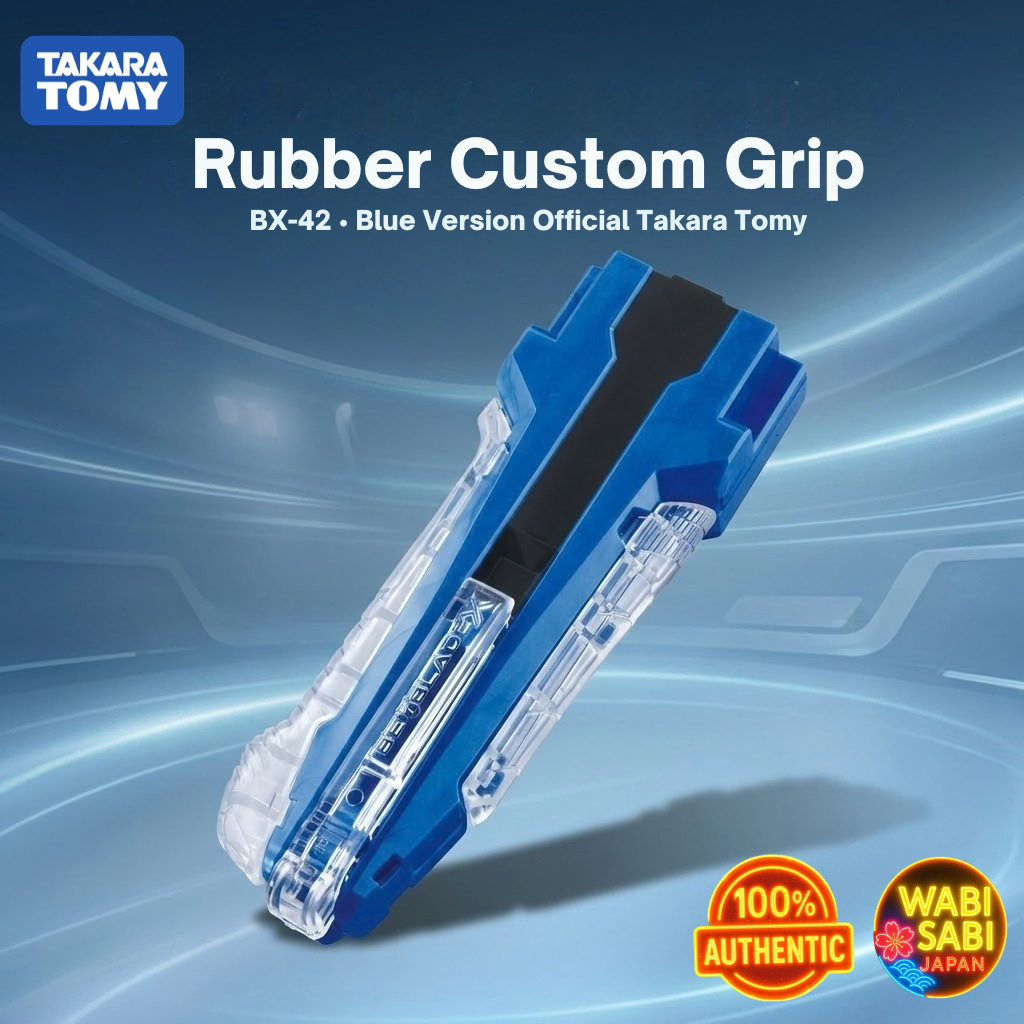 TAKARATOMY Beyblade X BX-42 Rubber Custom Grip – Blue Version, Plastic Launcher, Ages 6+