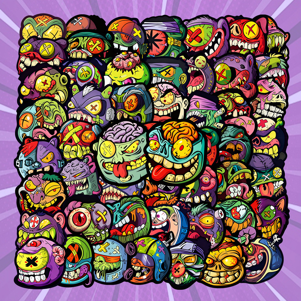 50 ชิ้น Monster สติกเกอร์สร้างสรรค์แปลก Graffiti กันน้ํา Decals สําหรับเคสโทรศัพท์กระเป๋าเดินทางสเก็ตบอร์ดหมวกกันน็อคแท็บเล็ต