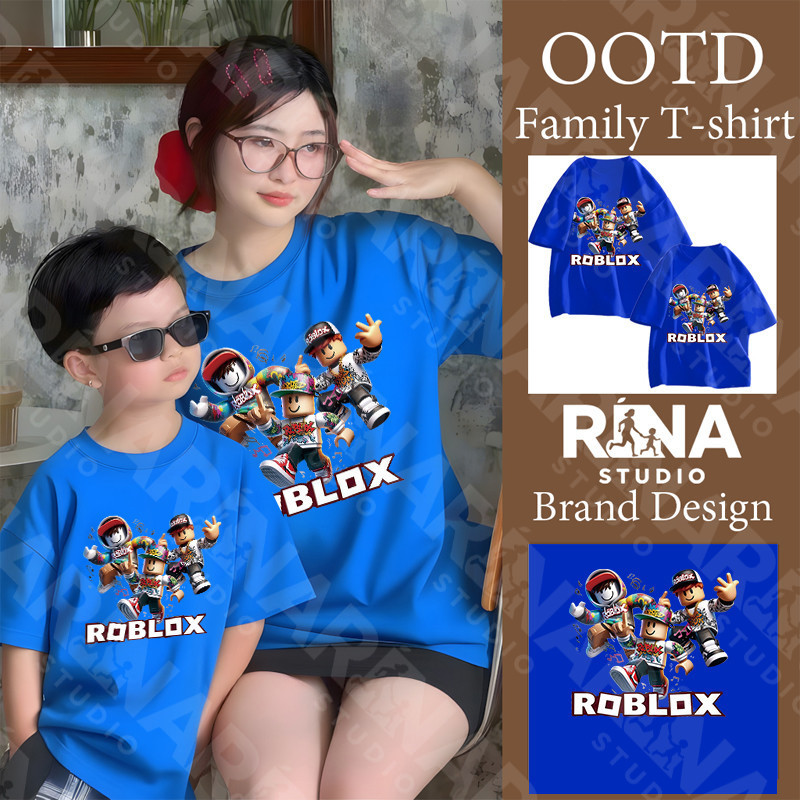 🔥พร้อมส่ง&COD🔥RINA STUDIO🔥 ชุดครอบครัว ROBLOX เสื้อยืดคอกลมแขนสั้น 100%ผ้าฝ้าย สไตล์คาสทูอัล A130#3