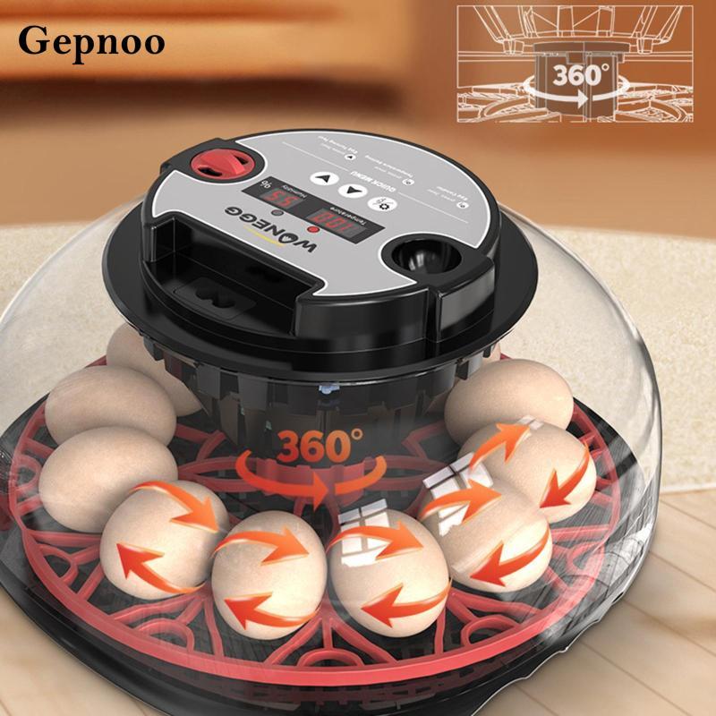 [Gepnoo] ตู้ฟักไข่ถือ 12 ฟองอัตโนมัติ Turner สะดวกฟักไข่เครื่องฟักไข่สัตว์ปีกพร้อมฝาครอบใสสําหรับ Go