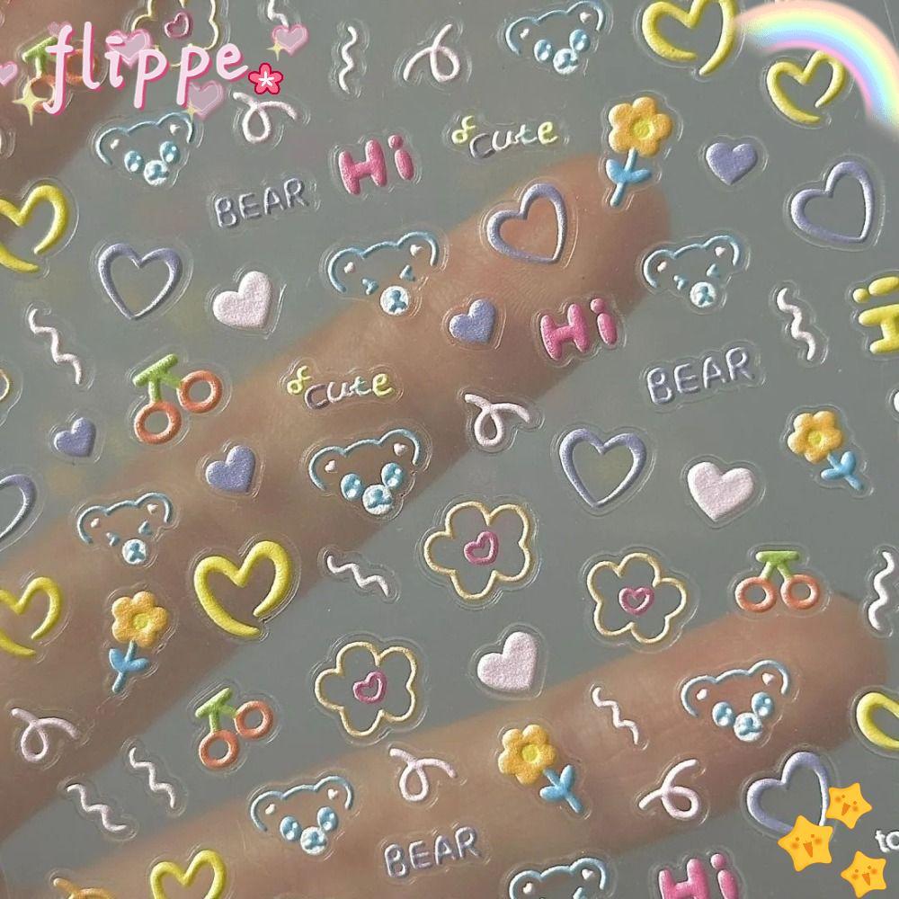สติ๊กเกอร์ติดเล็บ FIPE, สติ๊กเกอร์ติดถ้วยนูนนุ่มแบบมีกาวในตัว, สติ๊กเกอร์การ์ตูนการ์ตูนน่ารักมัลติฟังก์ชั่น