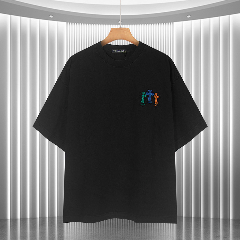 Y7BP Chrome Hearts Summer Washed Patch Embroidered Couple Style Short Sleeve T Shirt