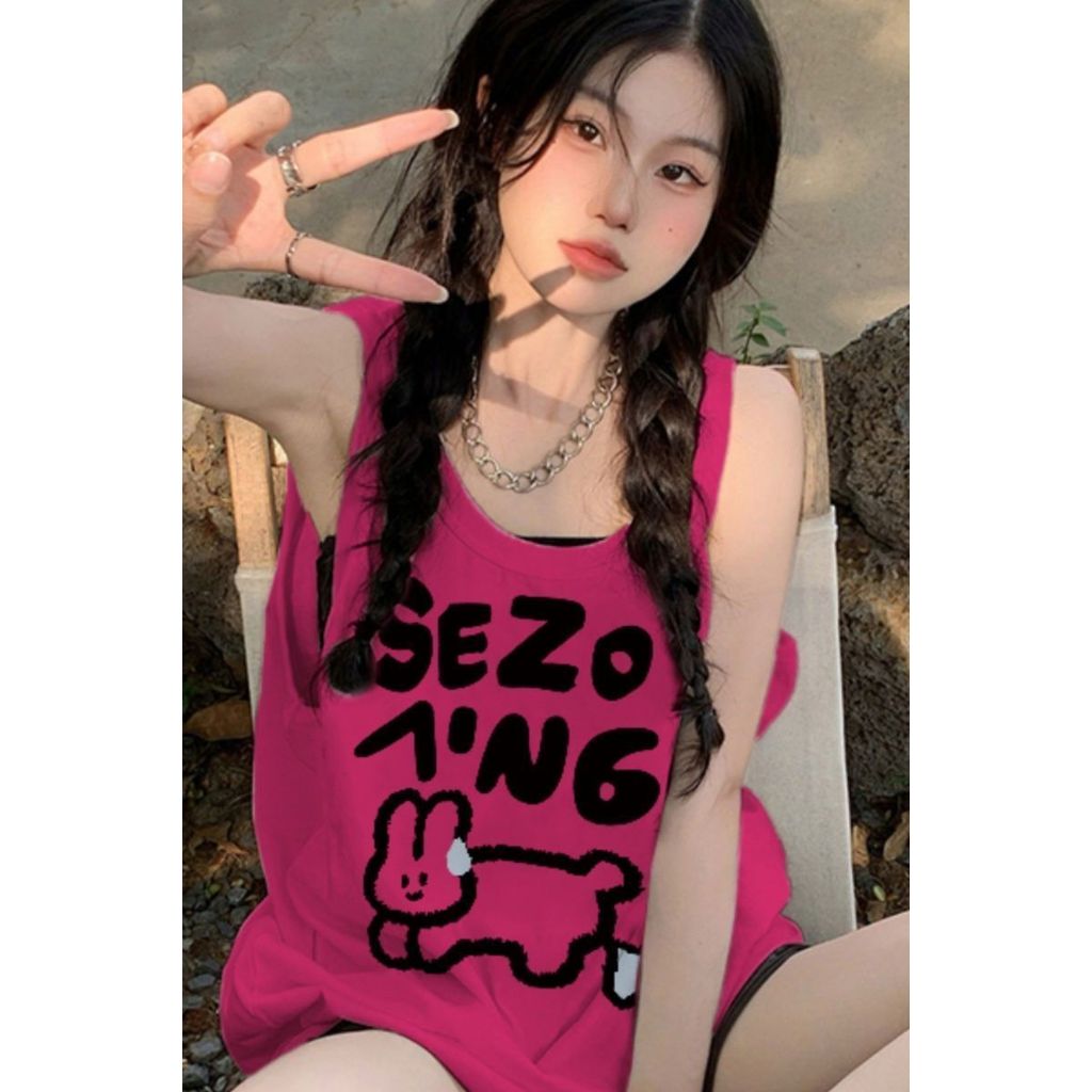 Dragon Fruit Color Basketball Sports Camisole ผู้หญิง ฤดูร้อนเสื้อยืดแขนกุด สไตล์ dopamine เหมาะสำหร