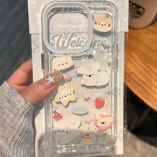Hangyodon การ์ตูนน่ารักสุนัขดูเดิล นุ่ม เคสIPhone XR 7Plus 8 6 Plus เคส XS X Max เคสไอโฟน 12 11 15 14 13 Pro Max