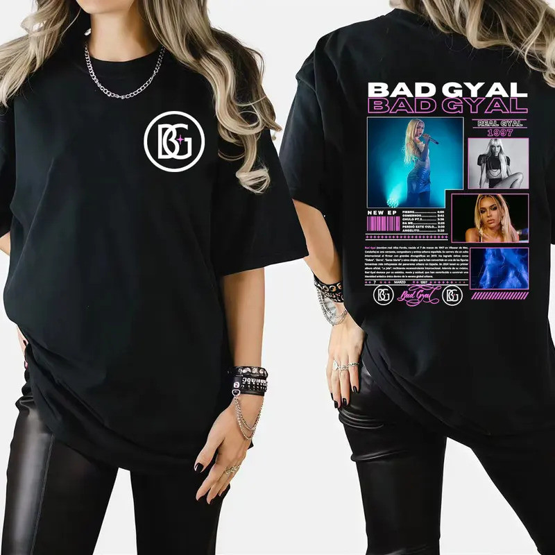 ลายเสื้อยืด Bad Gyal Real Gyal Album Tour 2026 เสื้อยืดแฟชั่นชายหญิง สไตล์สตรีทแวร์ Y2K ผ้าฝ้ายขนาดใ