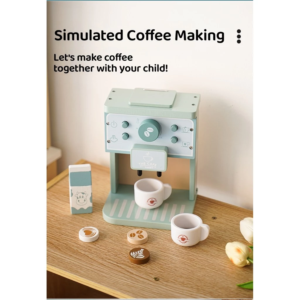ชุดเครื่องชงกาแฟจำลองของเล่นไม้สำหรับเด็ก thumbnail 8