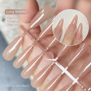 30ชิ้นเปลือยสีชมพูอัลมอนด์เล็บปลอมฝรั่งเศสสั้นอัลมอนด์กดบนเล…