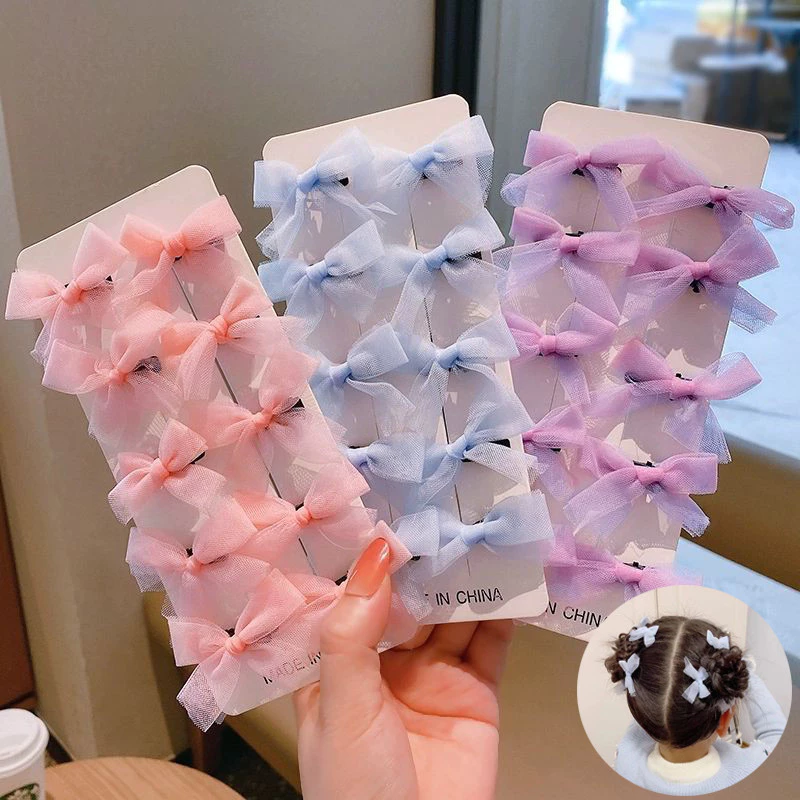 กิ๊บติดผมรูปโบว์ 10 ชิ้น - กิ๊บติดผมสำหรับเด็ก กิ๊บติดผมริบบิ้นโบว์ขนาดเล็ก น่ารักและใช้งานได้หลากหลาย