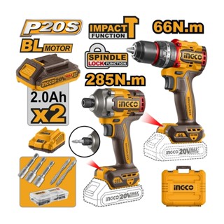 INGCO ชุด Combo สว่านกระแทก/ไขควงกระแทก 20 โวลต์ รุ่น CKLI20…