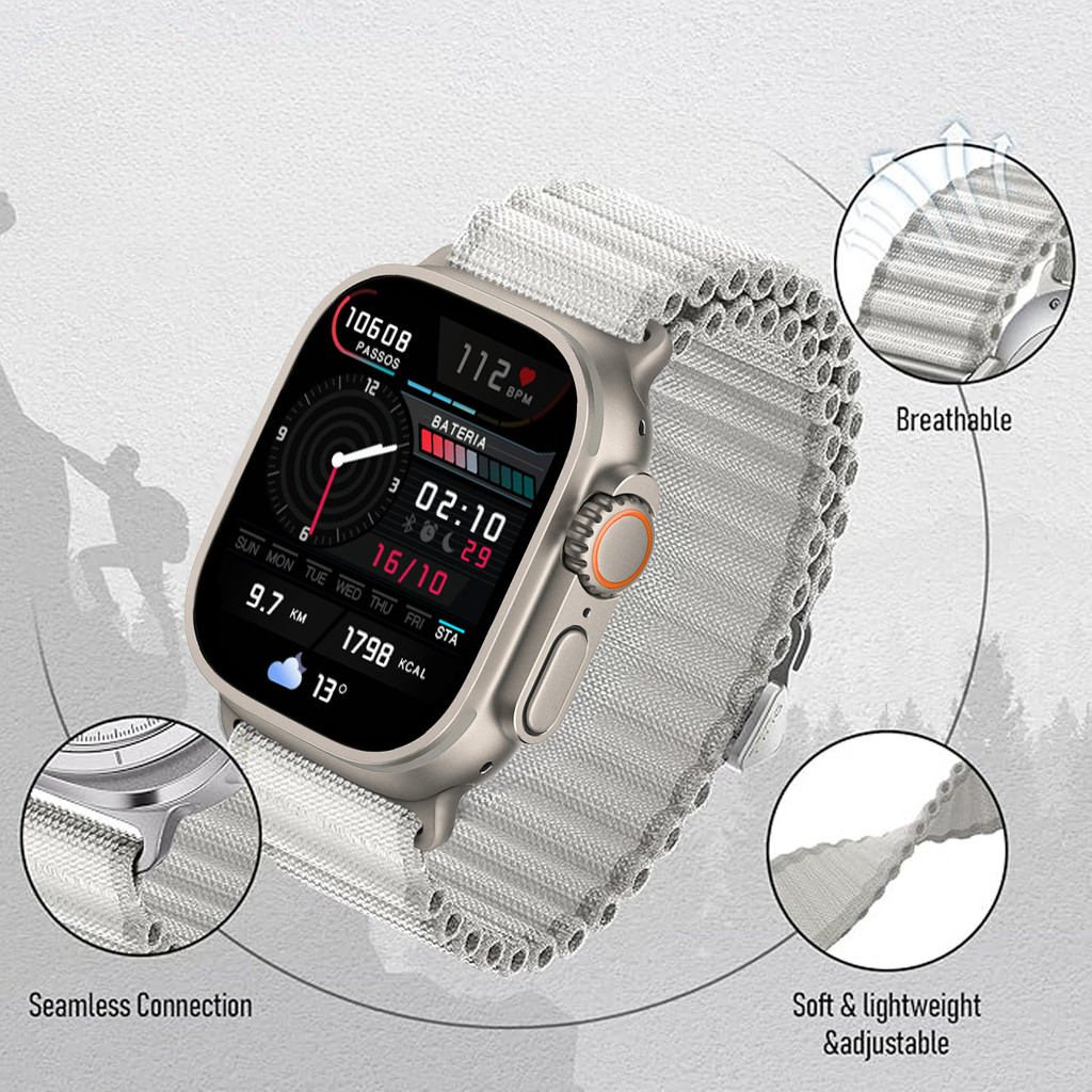 2-in1 Strap + Case Trail Nylon Loop Band กระจกนิรภัยป้องกันหน้าจอสําหรับ Apple Watch S11 46 มม.42 มม.44 มม.45 มม.40 มม.41 มม.IWatch Series 11 10 9 8 7 6 SE 5 4 se3 - รูปที่ 4