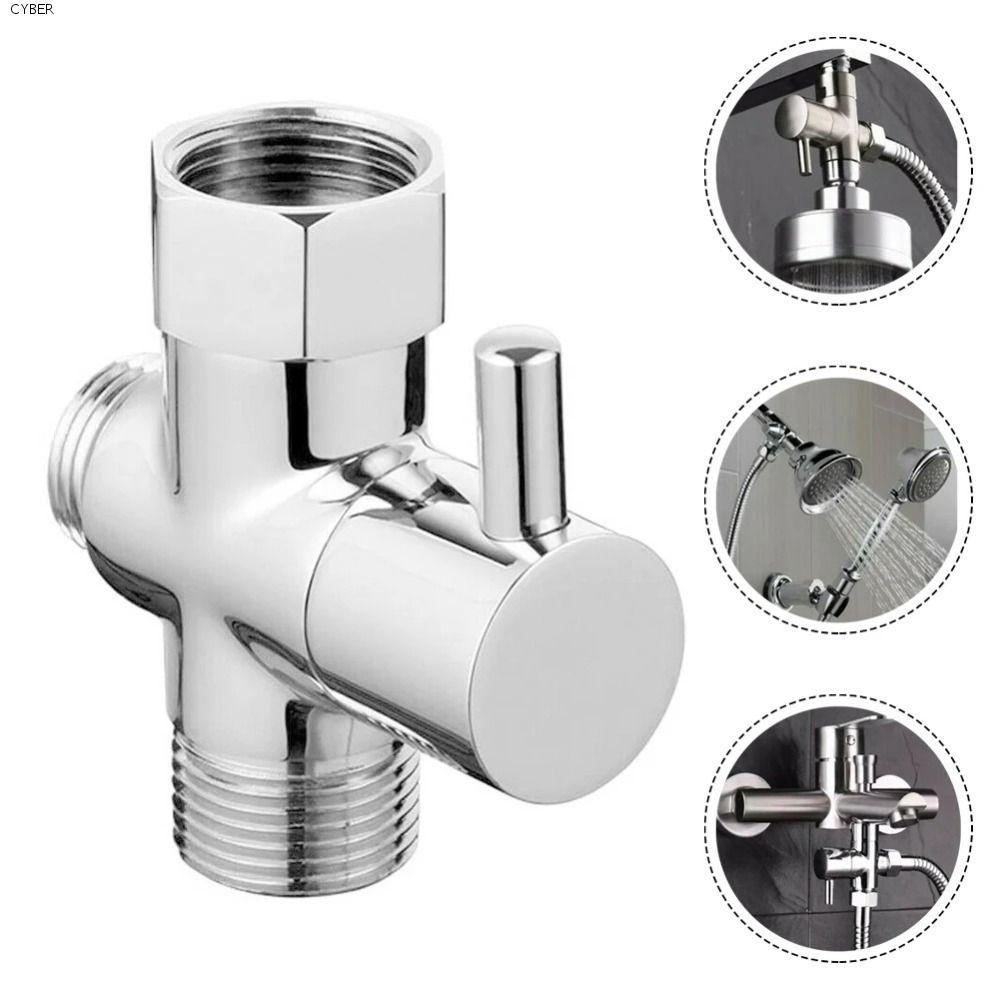 CYBER 3 Way Shower Head Divter Valve, T-adapter Three Function 3 Way Switch Faucet Valve Tool Brass 