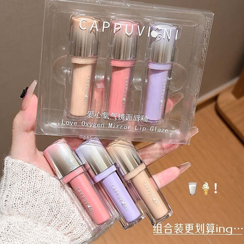 New Product#CAPPUVINI Love Oxygen Mirror Lip Glaze Light and translucent, brightening water-glow com