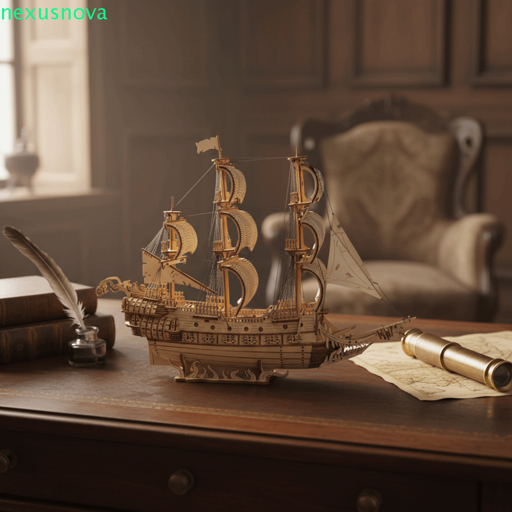NEXUSNOVA Dutch Ship 3D Puzzle, Children Gits 3D Construction Wooden Model Kit, Jigsaw Puzzle Classi