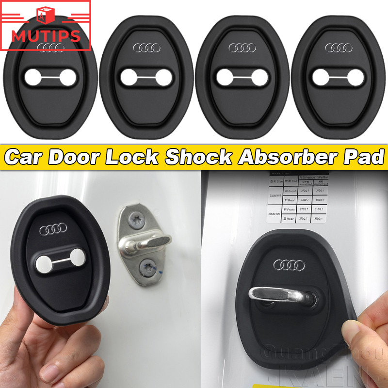 1/4 ชิ้น Audi ล็อคประตูรถยนต์ ฝาครอบป้องกัน บัฟเฟอร์หัวเข็มขัดล็อค โช้คอัพสำหรับล็อคประตู Protector 