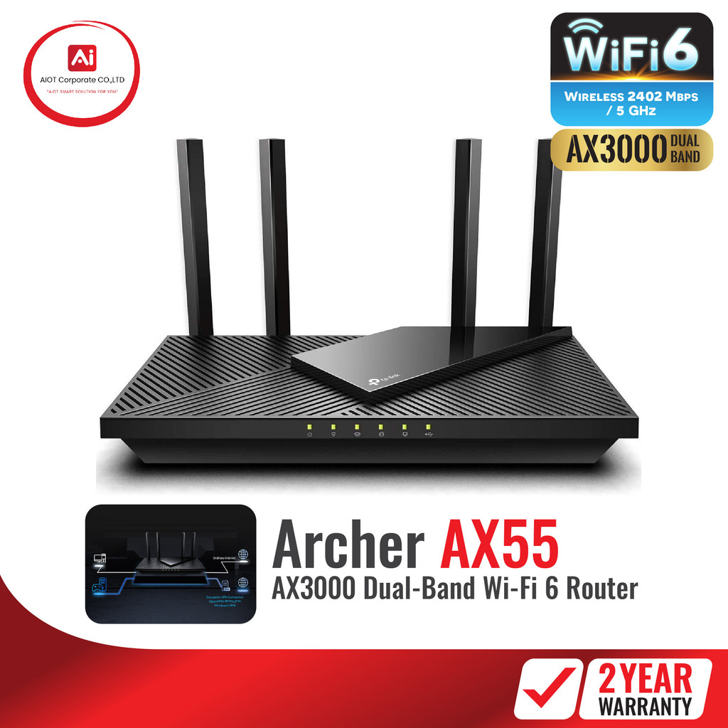 สินค้าใหม่ TP-Link Archer AX55 Pro Multi-Gigabit / AX55 Dual Band Gigabit เราเตอร์ไวไฟ6 OFDMA ประกัน