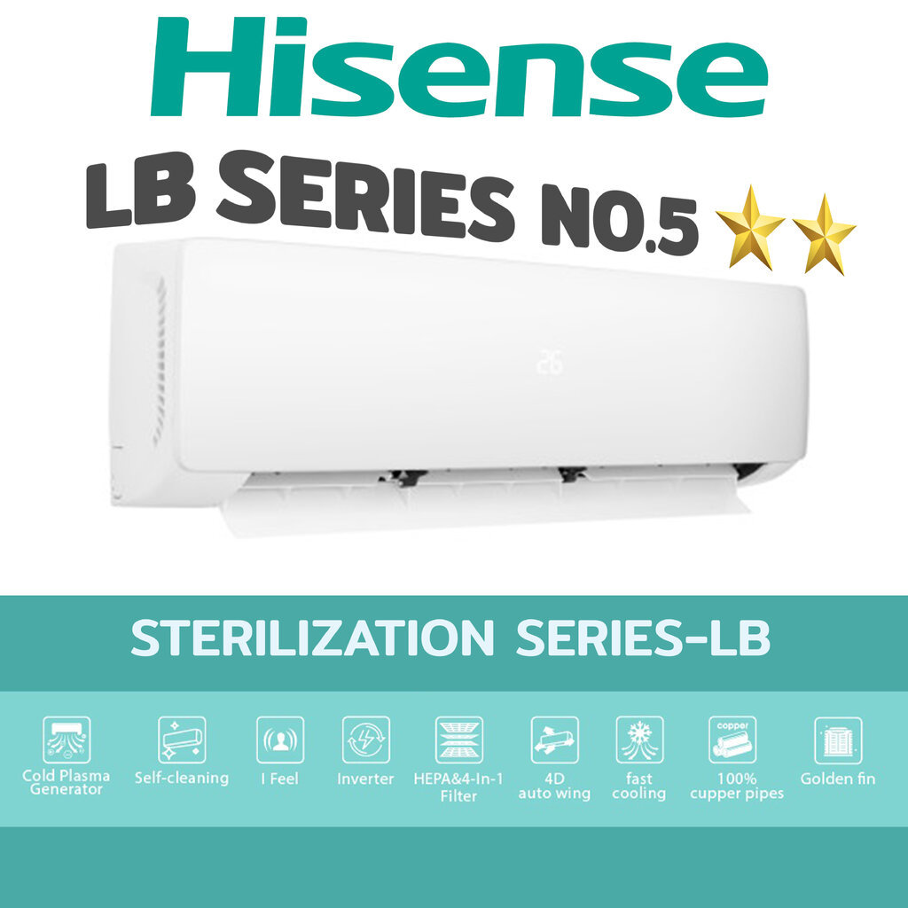 Hisense แอร์ผนังอินเวอเตอร์ ประหยัดไฟ รุ่น LB series inverter ราคาถูก 9000 12000 18000 24000 btu