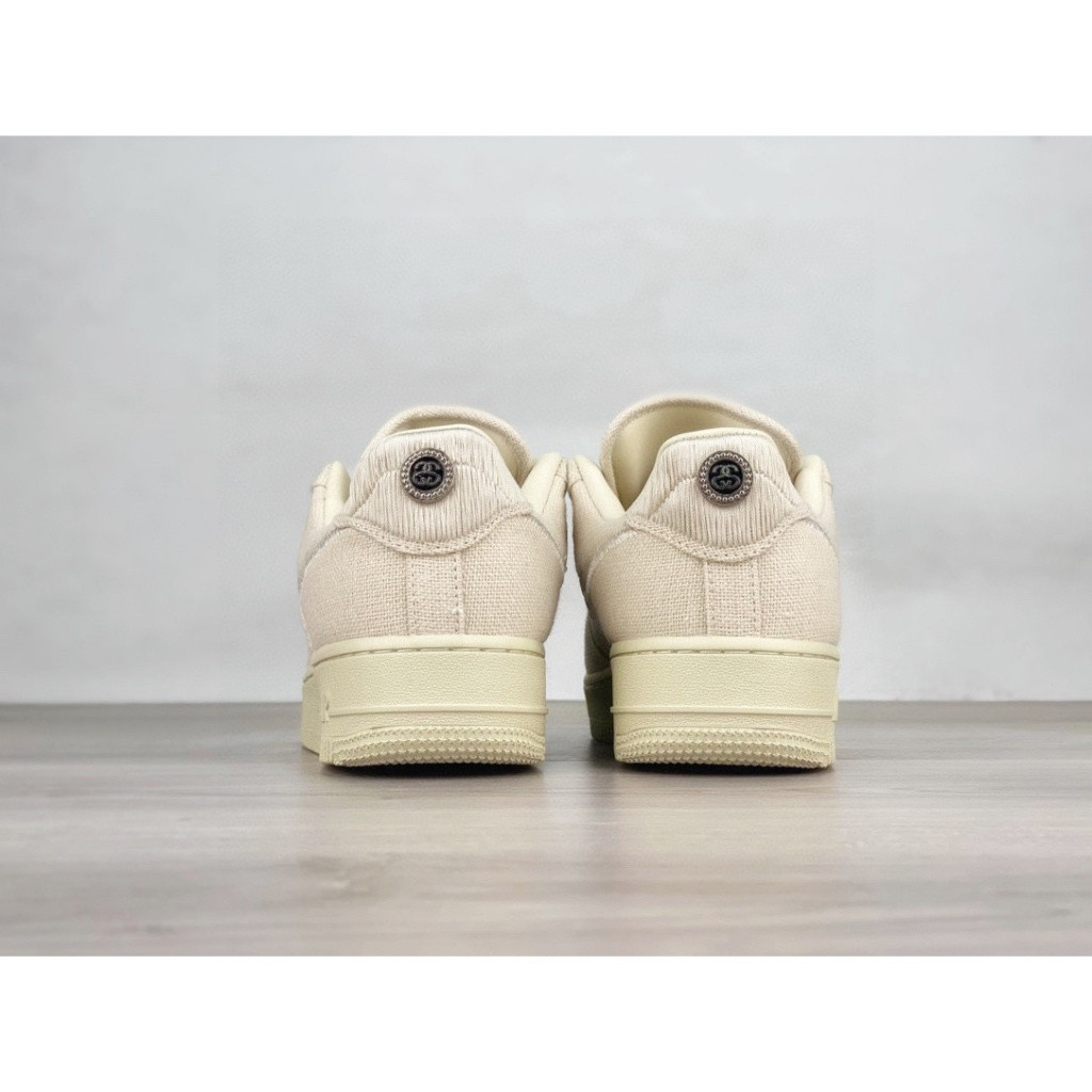 Stussy x Air Force 1 AF1 07 สีดํา cool low top OFF-WHITE Air sole รองเท้าผู้ชายรองเท้าผู้หญิงรองเท้า