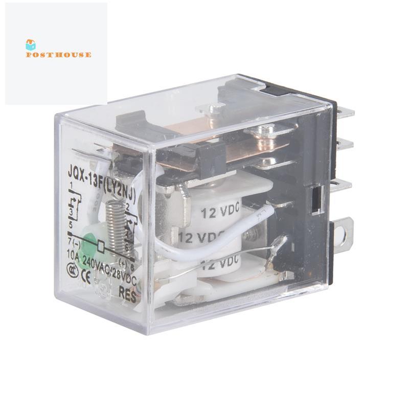 [posthouse]JQX-13F LY2 DC 12V คอยล์ 8-Pin DPDT รีเลย์แม่เหล็กไฟฟ้า LED สีเขียว