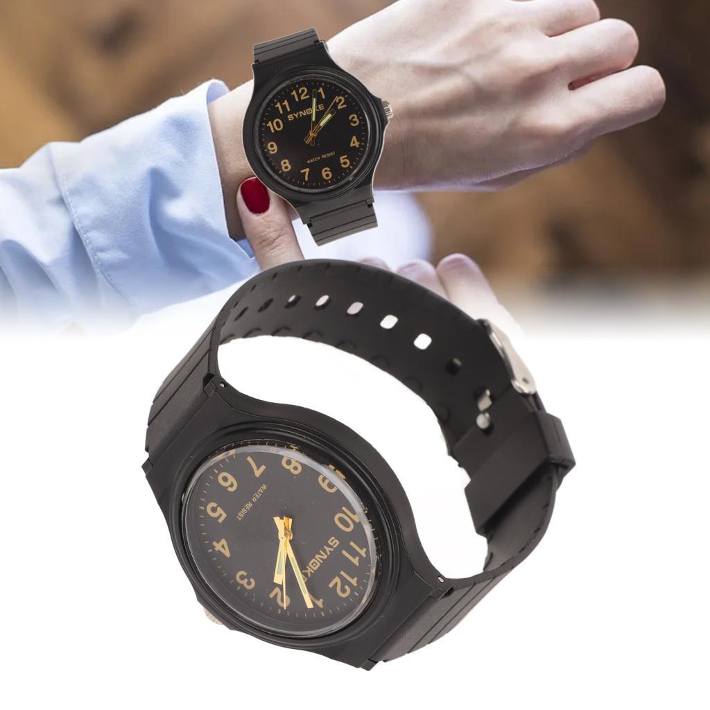 Jiabo Yitre นาฬิกาสปอร์ตควอตซ์มีสไตล์ WR50M กันน้ําขนาดใหญ่ Dropproof (สีดํา)