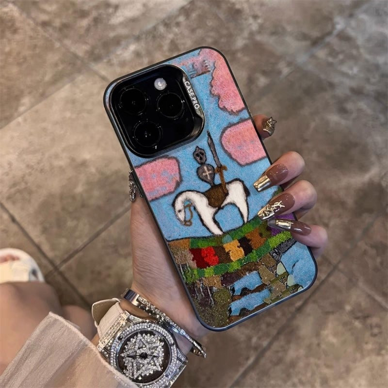 เคสโทรศัพท์ ภาพวาดสีน้ํามันสไตล์ Knight Art แฟชั่นบทคัดย่อเหมาะสําหรับ iPhone 16promax 16pro 16 15 1