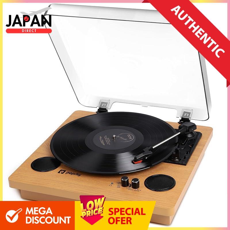 Record player with Bluetooth transmission and reception, built-in speakers, and USB recording. Can b