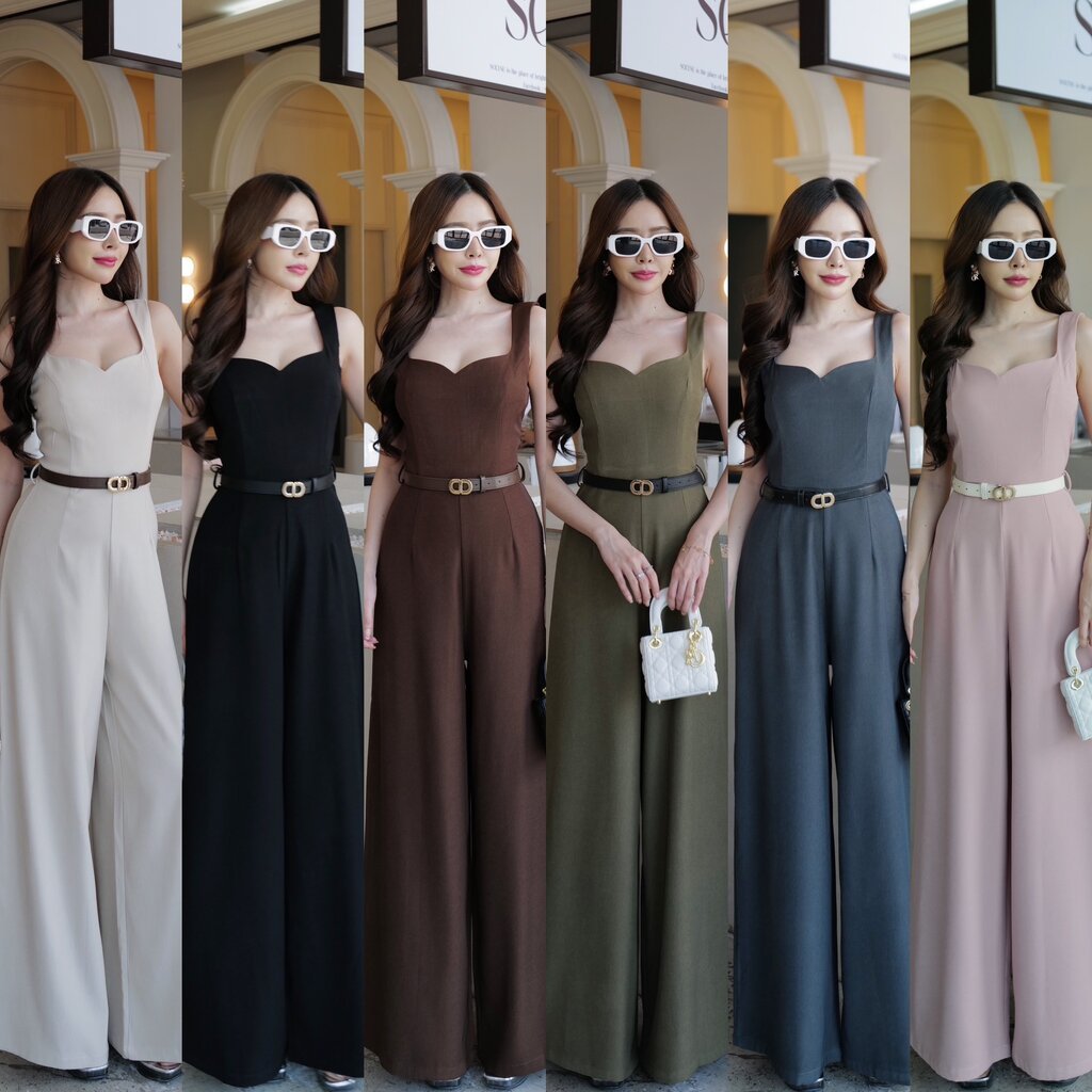 #9811 HILOOK จั้มกล้ามขายาวคอเหลี่ยมเว้าอกเล็กน้อย เป็นคอลูกพีท ให้โค้งรับหน้าอก