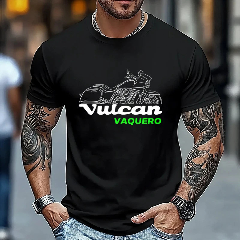 เสื้อยืด Vulcan 1700 Vaquero Motorcycle Street ผ้าฝ้าย 100% คอกลม แขนสั้น เสื้อยืดผู้ชายลายกราฟิก